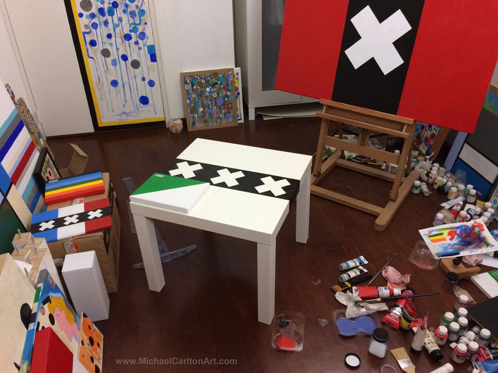 In the Studio - Amsterdam Flags in Progress by Michael Carlton