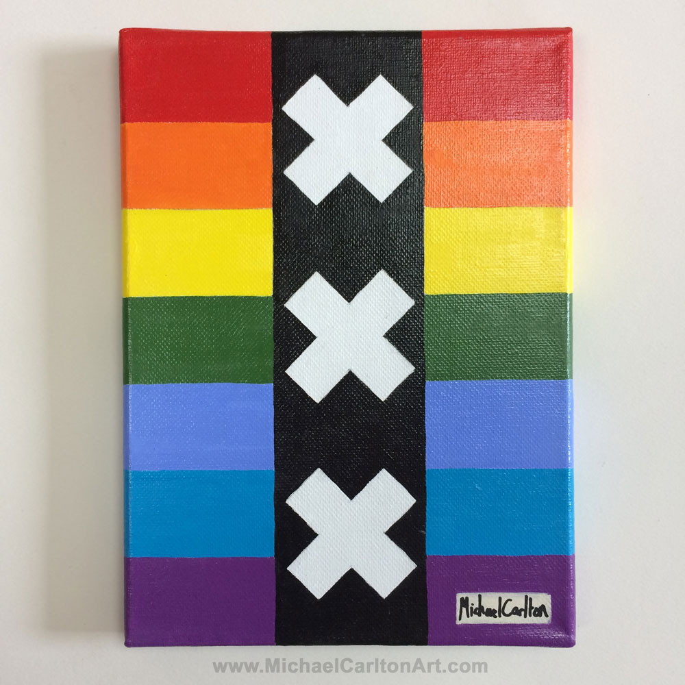 Amsterdam Gay Flag Painting by Michael Carlton