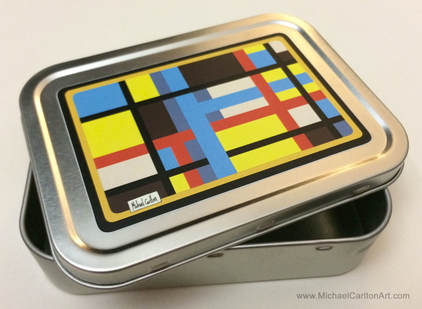 2oz Tobacco Tin featuring Colourful Design by Michael Carlton (Silver)