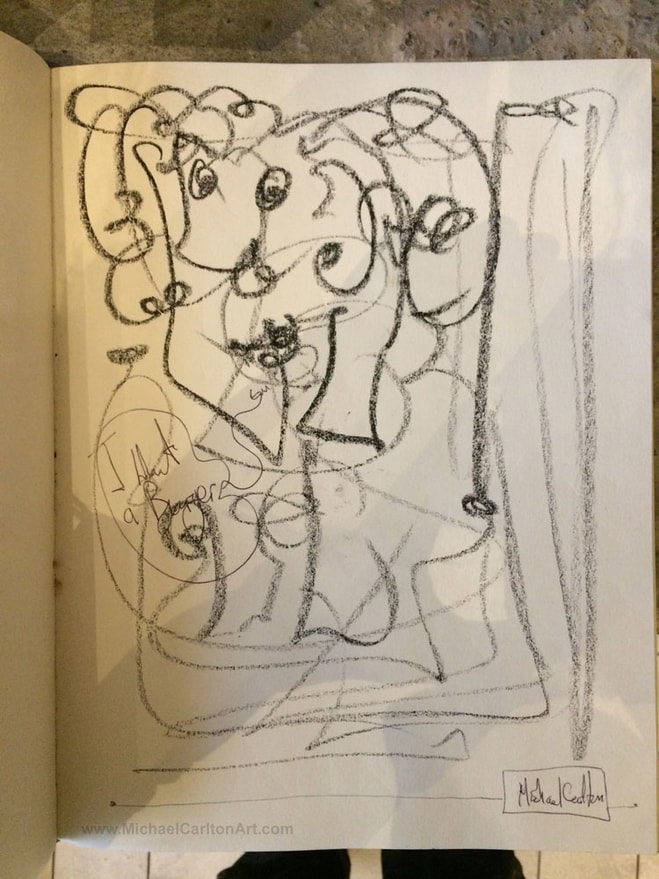 Michael Carlton Crayon Sketch in Burgermeester Utrechstraat Guestbook