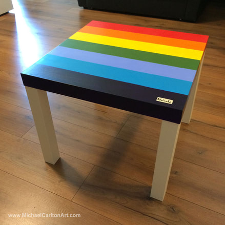 Hand-Painted Gay Flag Table by Michael Carlton